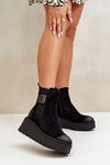 Warm Ankle Boots Women On Wedge And Platform Made Of Eco Suede Black Vinceza 58339