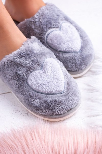 Women's Hearts Grey Slippers