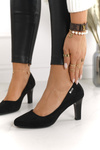 Classic Women's Pumps On A Block Heel Suede Black Eleanor