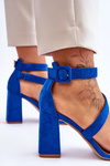 Women's Suede Heel Sandals Blue Lanes