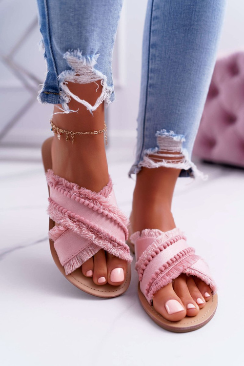 Women's Fabric Flip Flops Vices 7269 Pink Jamen