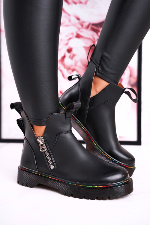 Women's Chelsea Boots With Colorful Stitching Black Addison