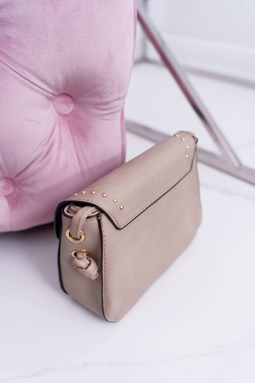 Women's Handbag Small Chest Golden Rivets Beige