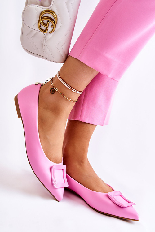 Leather Ballerinas With Spitz Ornament Pink Simone 
