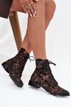 Suede Patterned Ankle Boots On Flat Heel Maciejka 06391-02 Black-Golden