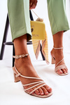 Classic Lacquered Sandals On Heel Beige Milani