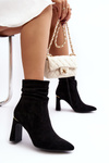 Women's ankle boots with block heel and ruched upper black Phaga
