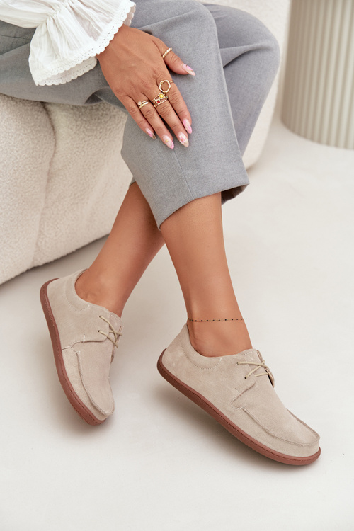 Women's Barefoot Style Shoes Made from Natural Suede Zazoo 327 Light Beige