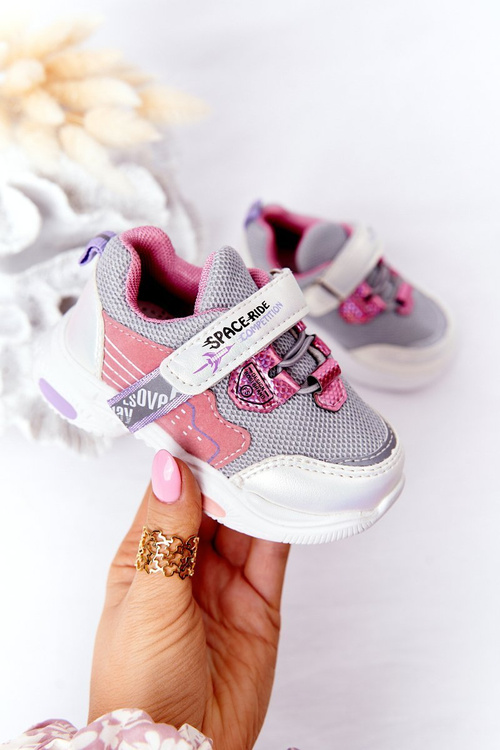 Dziecięce Sportowe Buty Sneakersy Biało-Różowe Space Ride
