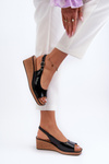 Women's Patent Leather Wedge Sandals Sergio Leone SK301 Black