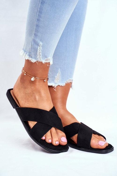 Women's Slides With Cross Straps Black Philippines