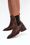 Leather Suede Women's Ankle Boots Heeled Lined Artiker 57C0047 Brown