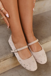 Embellished Women's Ballerinas With Strap Pink Olivisse
