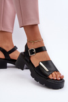 Women's Leather High Heel Sandals Vinceza 66627 Black