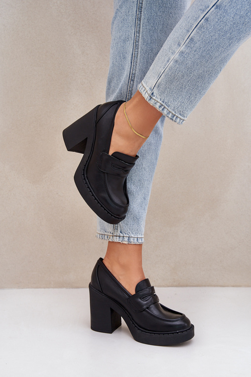 Pumps On Chunky Heel Made Of Eco Leather Black Eminza