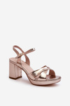 Women's Sandals with Chunky Heel Faux Leather Golden Jatine