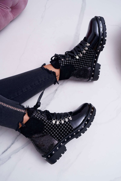 Women's Flat Heeled Boots Black Farell