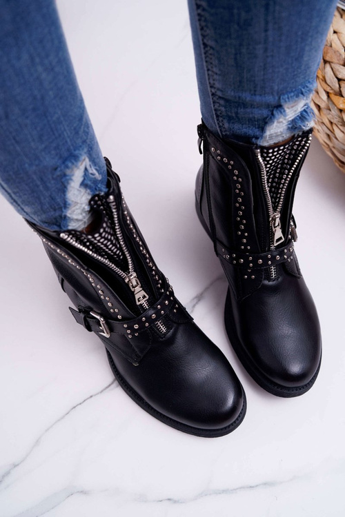 Women's Boots Decorative Zipper Black Hard Way