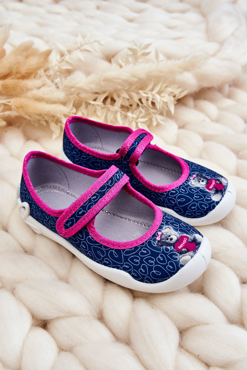 Papcie Baleriny Dziecięce Miś Granatowe Befado 114X505