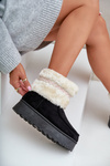 Women's Snow Boots On Platform With Fur And Pattern Black Deepanti