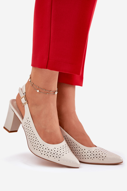 Perforated Sandals With Pointed Toes On A Heel Sergio Leone SK163 Pearl