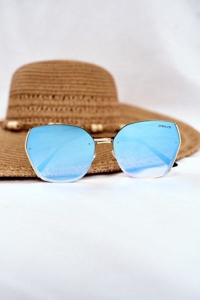 Women's Sunglasses Prius PRE-38 Gold Blue Mirror Glitter