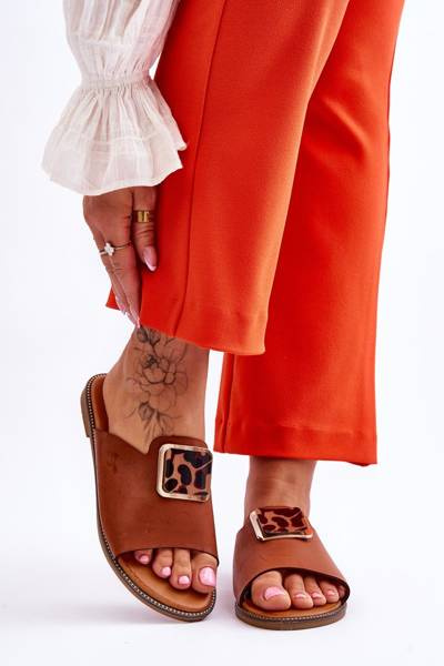 Women's Slippers With Decorative Element camel Leonia
