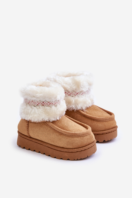Snow Boots Kids With Fur And Pattern Camel Melefia