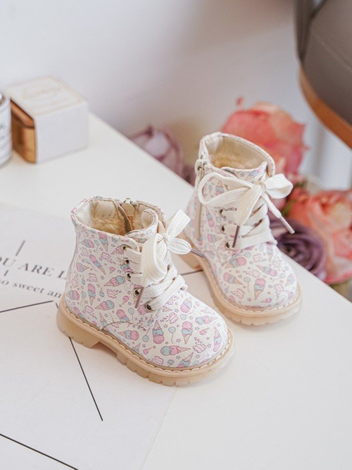 Zip-Up Lined Children's Boots Beige Dolida