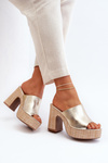 Women's High Heel Slide Sandals in Gold Siobhan