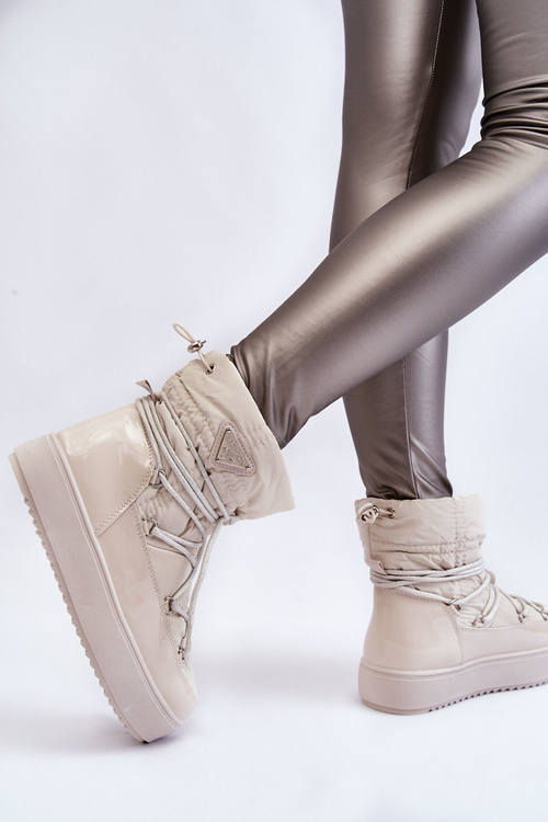 Women's Fashionable Lace-up Snow Boots Light beige Carrios