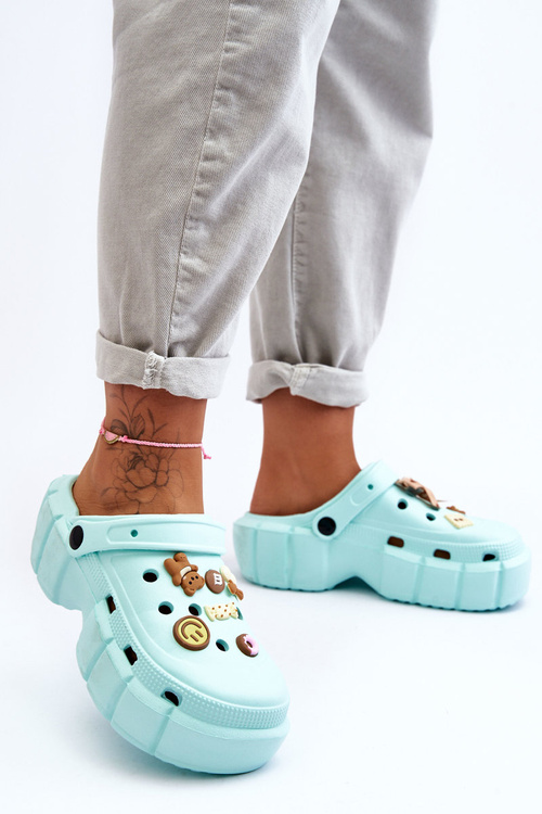 Women's Foam Slippers Crocs With Ornaments Green Marlett