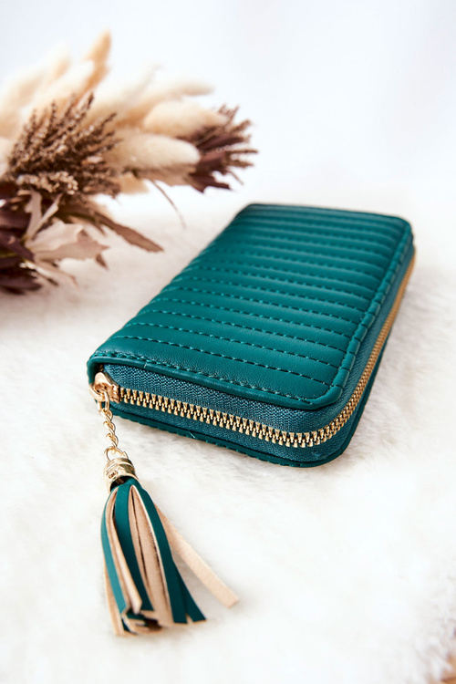 Quilted Wallet with Tassel Green