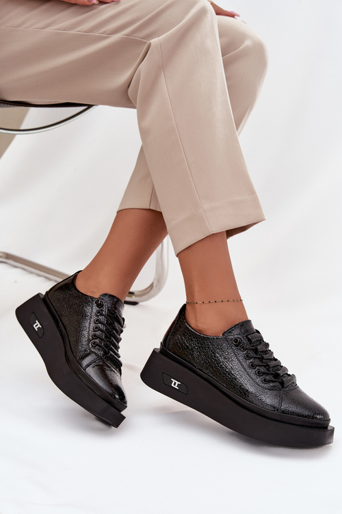 Leather Patent Ladies Platform Shoes Artiker 57C2041 Black