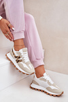 Damskie Buty Sportowe Sneakersy Panterka Beżowe Kalelia 
