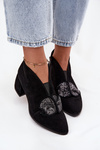Leather Suede Women's Ankle Boots with Decoration D&A MR52-182 Black