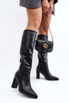Women's Knee-High Boots with Stiletto Heel Black Fiminna