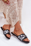 Womens Flat Sandals With Bow Black Avenza