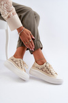Trampki Damskie Z Koronką Beżowe Lee Cooper LCW-23-44-1620