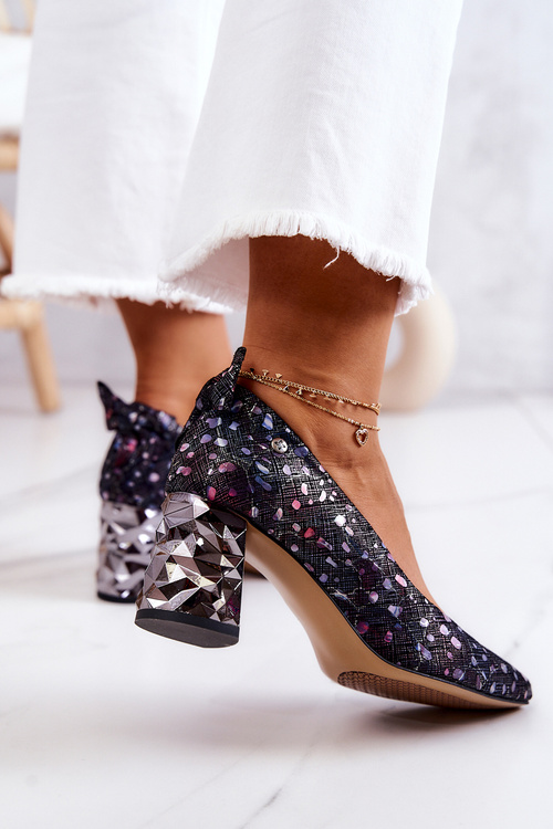 Leather Pumps On A Bar Maciejka 05334-15 Navy Blue