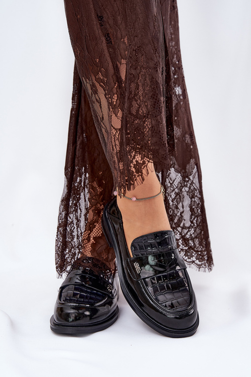 Lacquered Leather Moccasins Women Vinceza 91125 Black