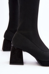 Women's black over-the-knee boots with platform and heel Manaliis