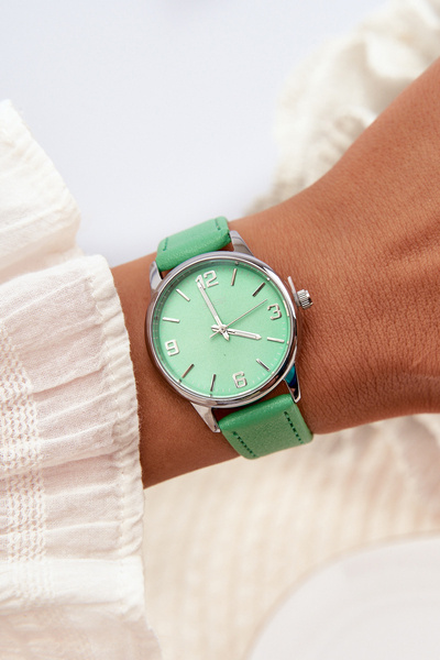 Women's Watch with Faux Leather Strap Green Ernest E62177