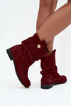 Leather Suede Women's Boots with Ruffle Lining Insulated Zazoo 4210 Bordeaux