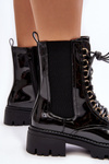 Lacquered Women's Work Boots Black Charmea