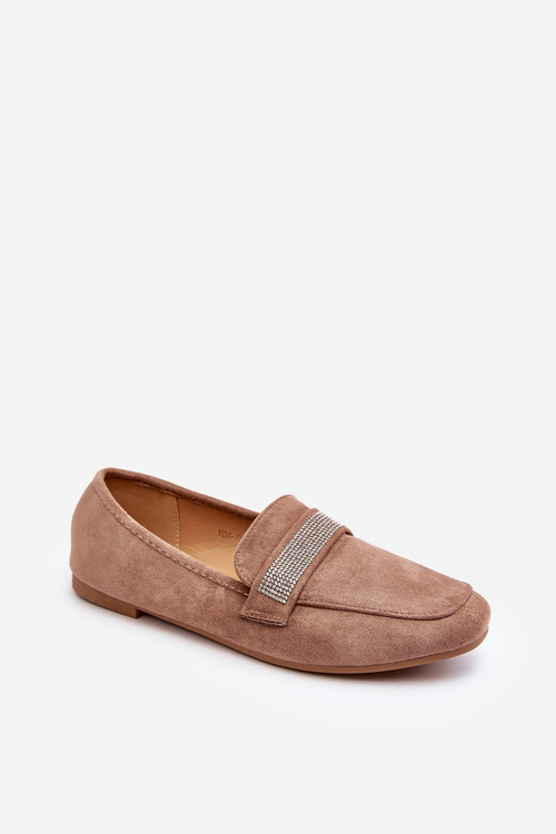 Women's Moccasins with Zircons Light Brown Ralrika