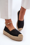Koronkowe Damskie Espadryle Na Platformie Elarose Czarne
