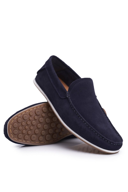 Men's GOE Navy Blue Nubuck Moccasins FF1N3059