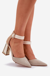 Heeled Sandals With Pointed Toes Beige Gekkaria