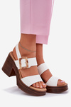 Ladies sandals on a chunky heel and platform White Vinceza 17387